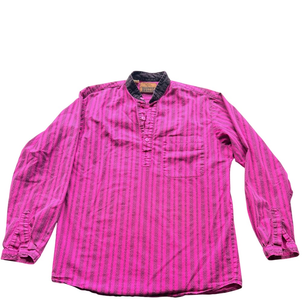 Vintage Roper Rustic Women Banded Collar Shirt Pink XL Western Cowgirl‎